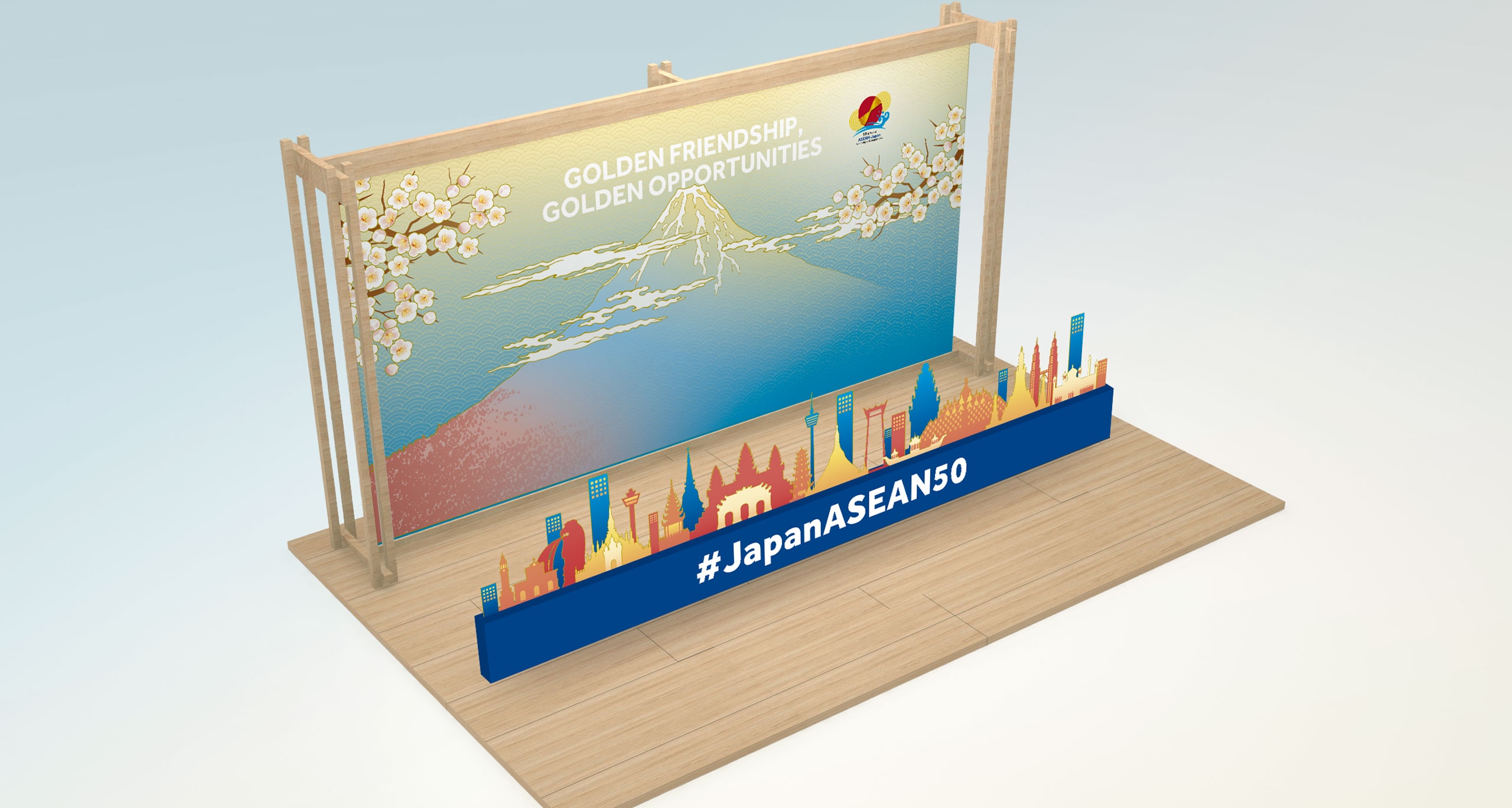 Backdrop celebrating 50 years of ASEAN-Japan partnership 01